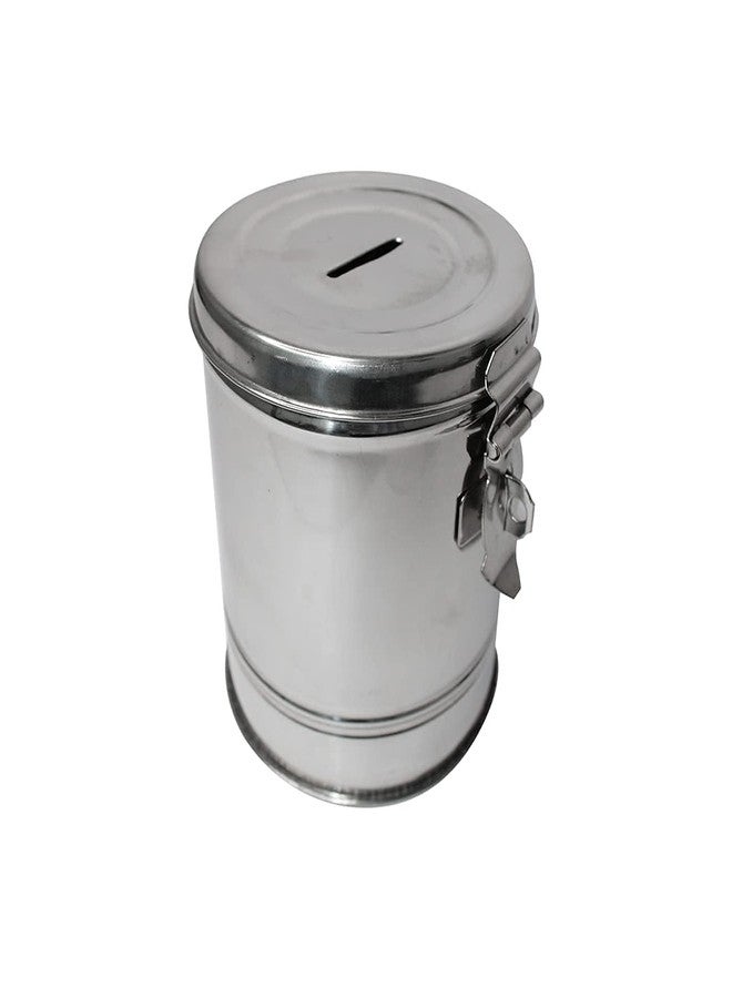 Brunchy Stainless Steel Gulak Piggy Bank, Round Shape 14 cm - Hundi Money Bank for Adults, Saving Box, Money Saving Box for Kids, Durable and Secure Design for Savings (2) - Image 4